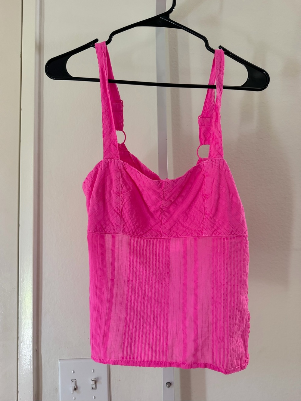 Urban Outfitters Neon Pink Textured Crop open back Tank